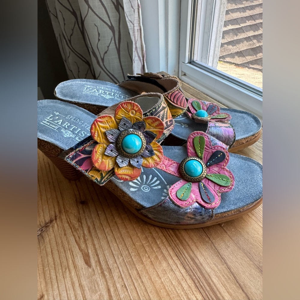 L’ARTISTE Leather Rossie Sandals 38 - Picture 3 of 11